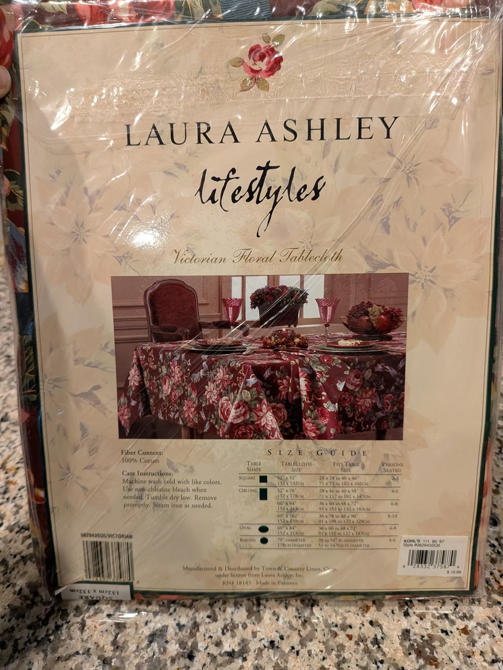 Laura Ashley NEW Old Stock Victorian Floral Roses Tablecloth 52